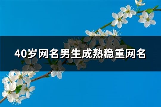 40岁网名男生成熟稳重网名(274个)