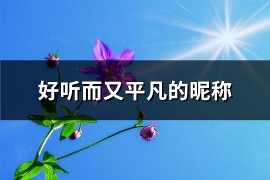 好听而又平凡的昵称(355个)