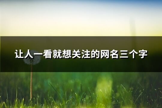 让人一看就想关注的网名三个字(91个)