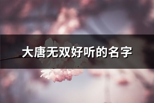 大唐无双好听的名字(共399个)