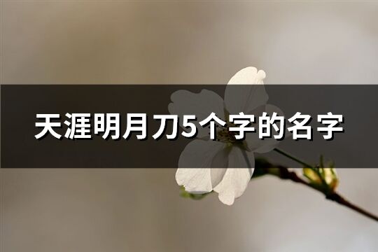 天涯明月刀5个字的名字(精选462个)