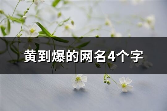 黄到爆的网名4个字(108个)