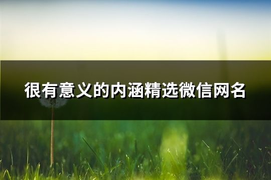 很有意义的内涵精选微信网名(60个)