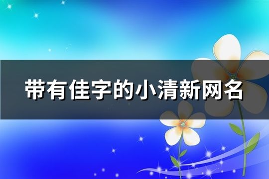 带有佳字的小清新网名(共96个)