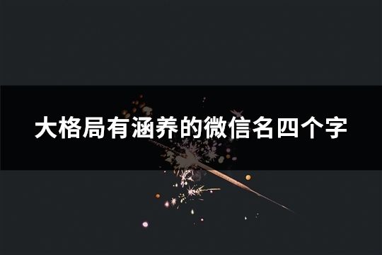 大格局有涵养的微信名四个字(190个)