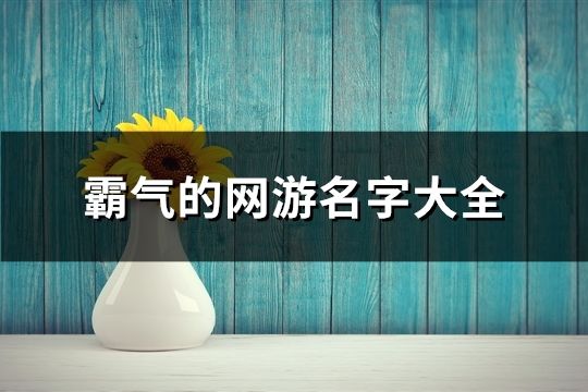 霸气的网游名字大全(132个)