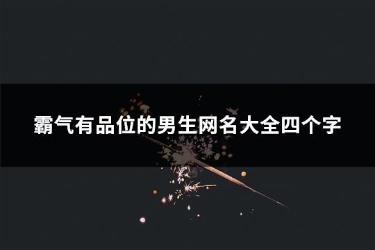 霸气有品位的男生网名大全四个字(精选44个)