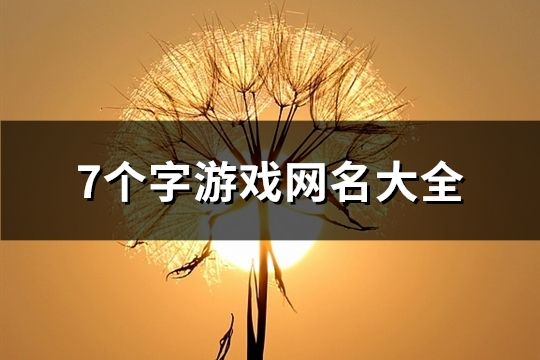 7个字游戏网名大全(精选734个)