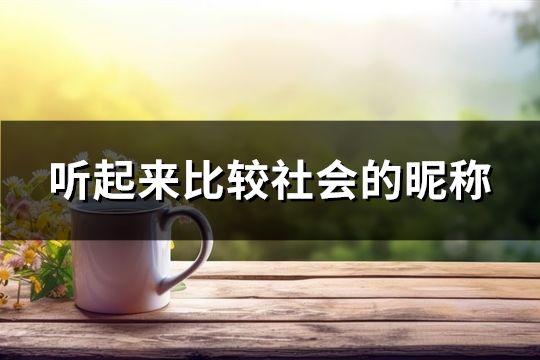 听起来比较社会的昵称(共111个)